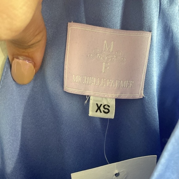 Michelle Farmer Periwinkle VNeck Slip Mini Dress Silk NWT women’s XS - Picture 7 of 7